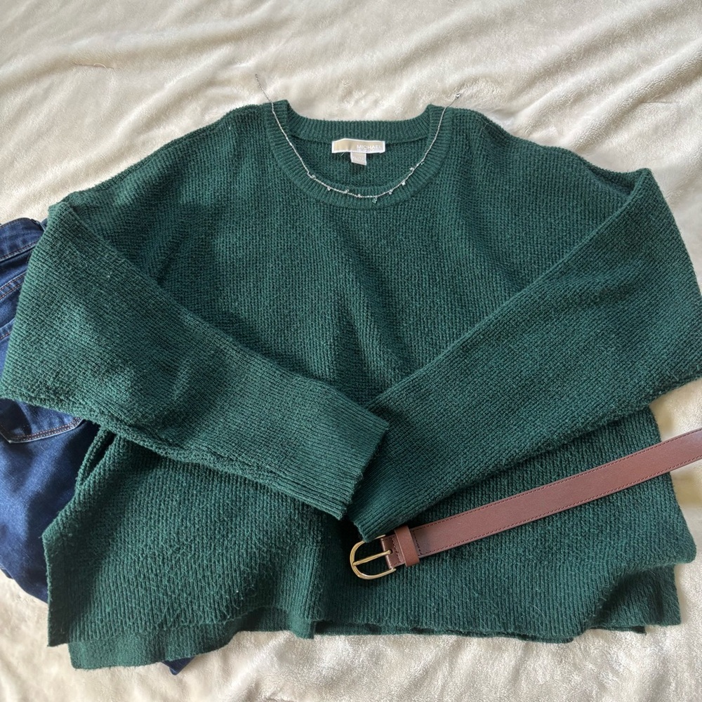 • michael kors crewneck cropped sweater | xl •